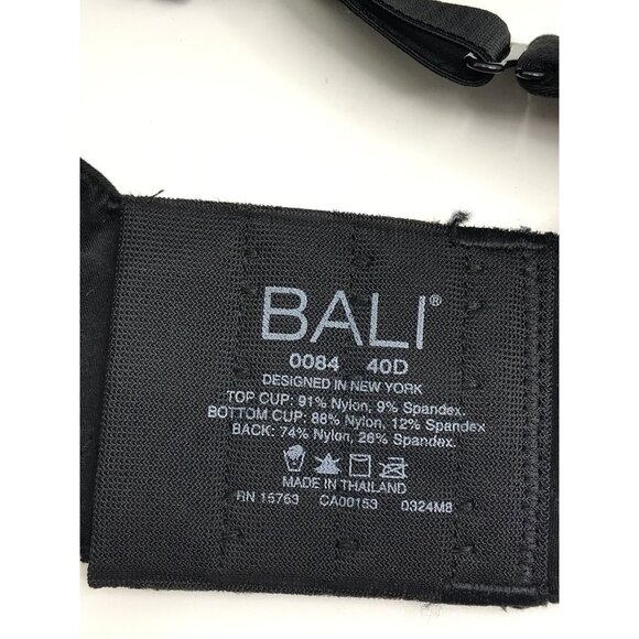 Bali One Smooth U Comfort Stretch Lace Underwire Bra Black 40D NEW - Picture 4 of 5